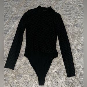 Black velvet Long Sleeve Bodysuit